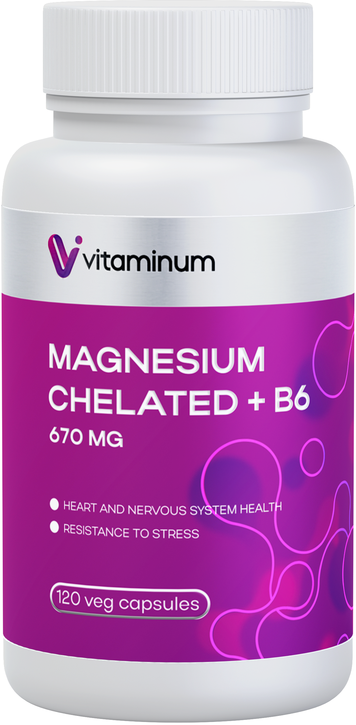  Vitaminum МАГНИЙ ХЕЛАТ + витамин В6 (670 MG) 120 капсул 800 мг  в Гатчине
